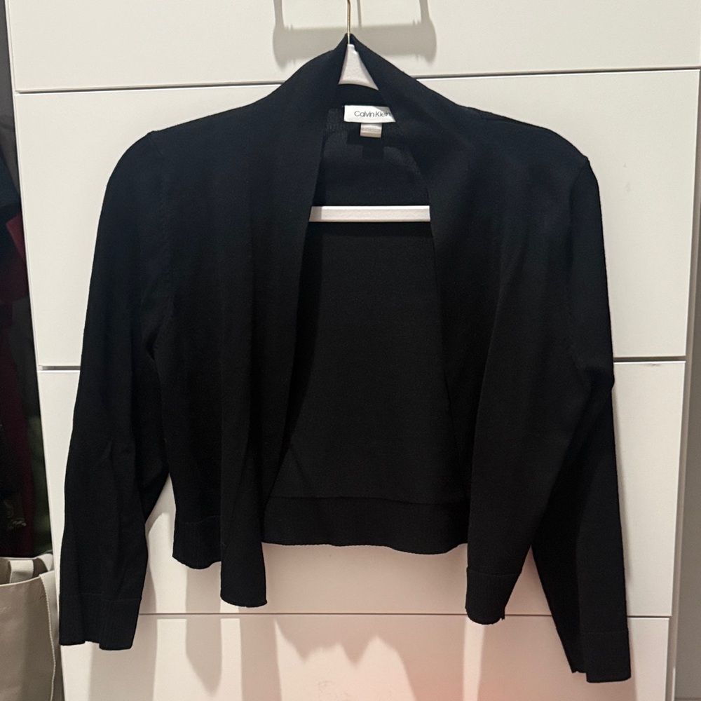 Calvin Klein Women's Black Open-Front Shrug
